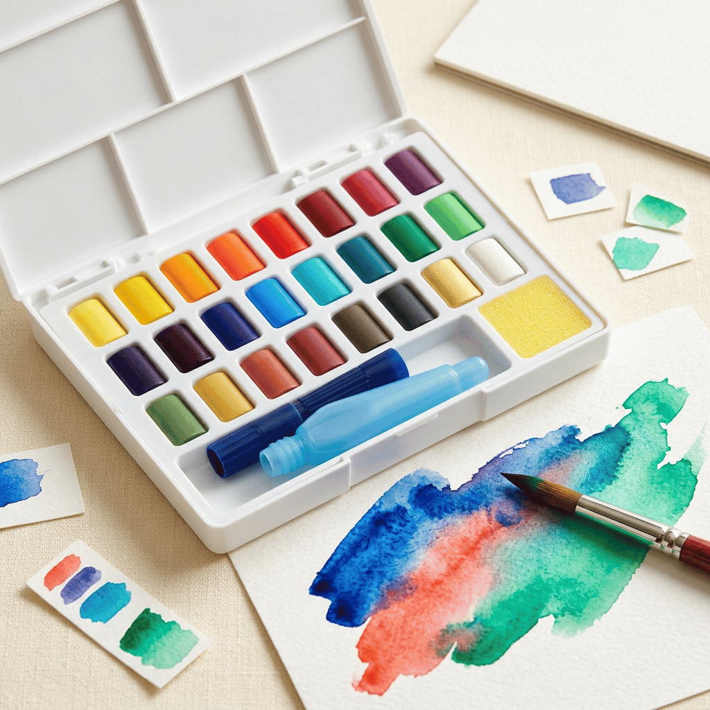 Thumbnail: Set of 24 watercolour paints Image 1