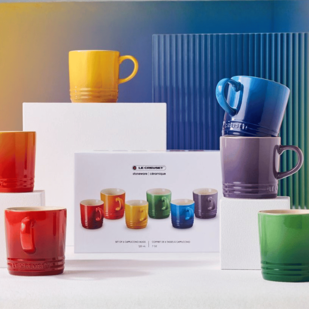Thumbnail: Set of 6 stoneware rainbow espresso mugs Image 1