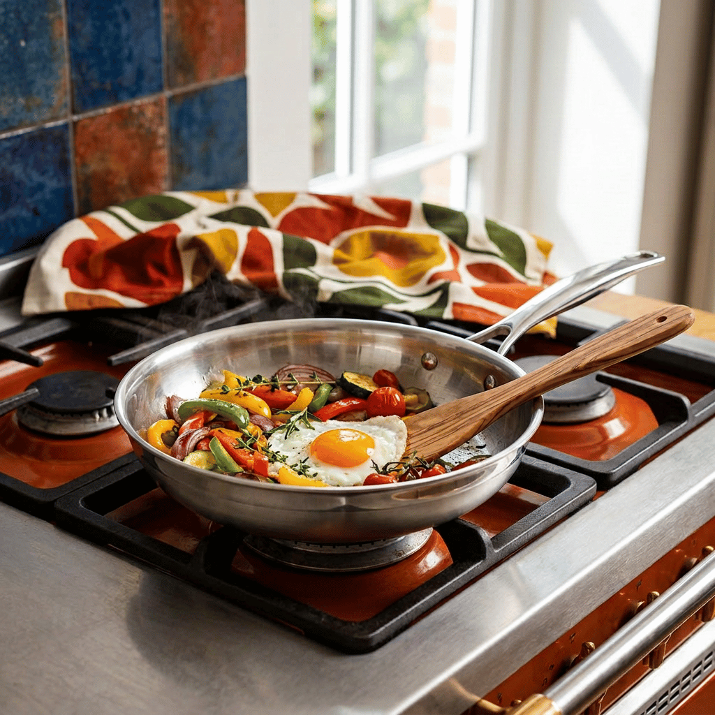 Thumbnail: 24cm Stainless steel frying pan Image 1