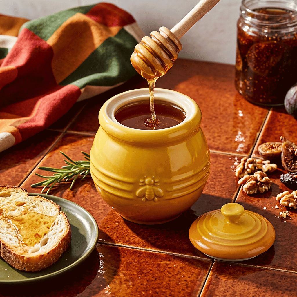 Thumbnail: Stoneware honey pot Image 1