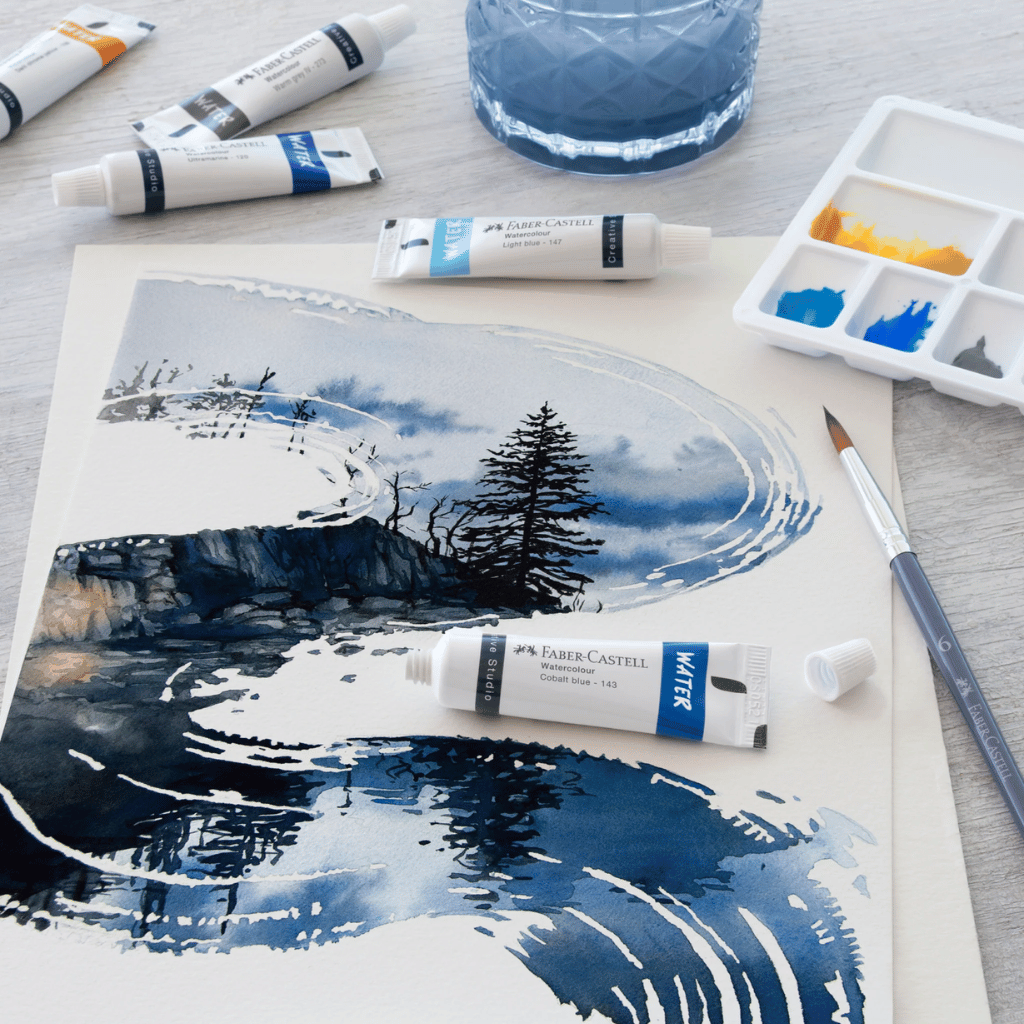 Thumbnail: Set of 24 watercolours & mixing palette Image 2