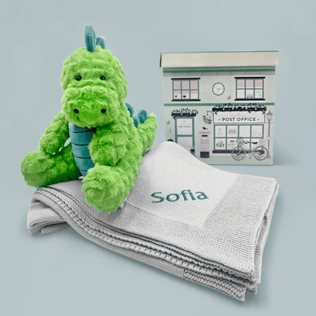 Thumbnail: Steiff dinosaur with knitted blanket Image 7
