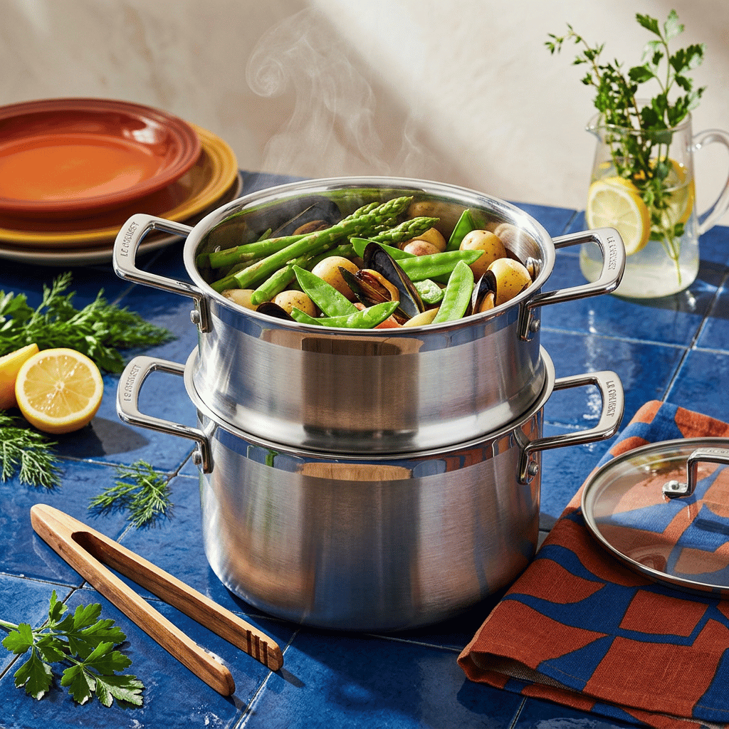 Thumbnail: Stainless steel casserole & steamer Image 1