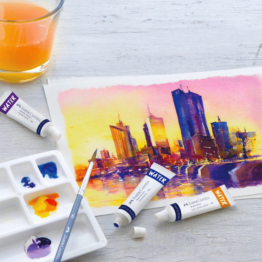 Thumbnail: Set of 24 watercolours & mixing palette Image 1