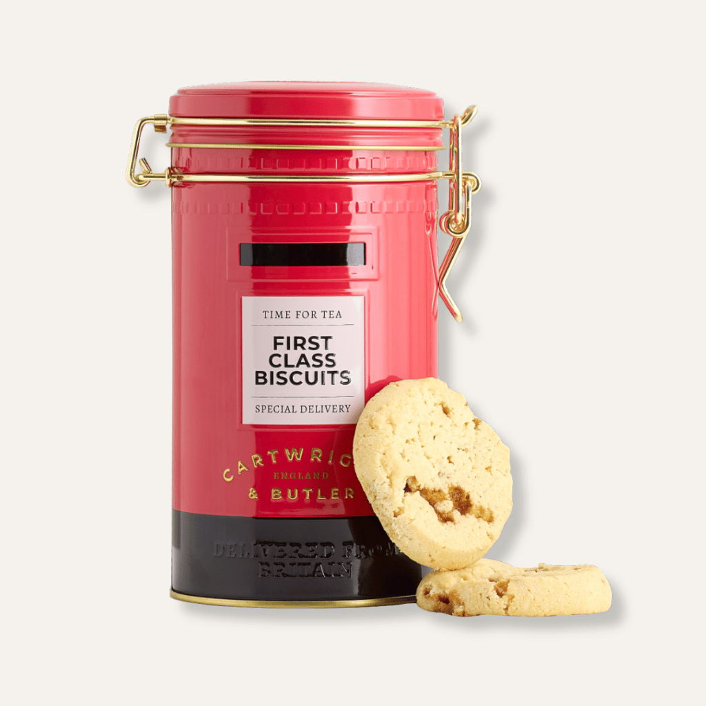 Thumbnail: Postbox tin of salted caramel biscuits Image 1