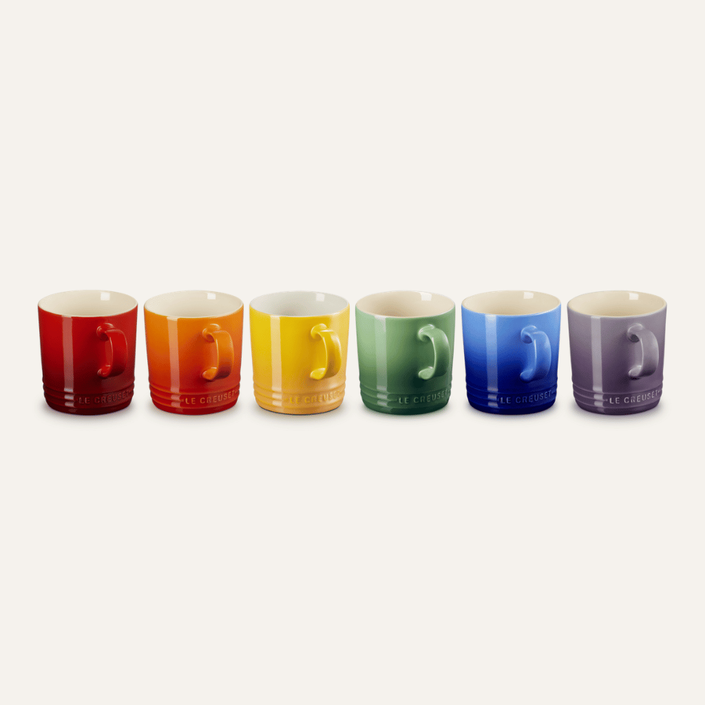 Thumbnail: Set of 6 stoneware rainbow espresso mugs Image 2