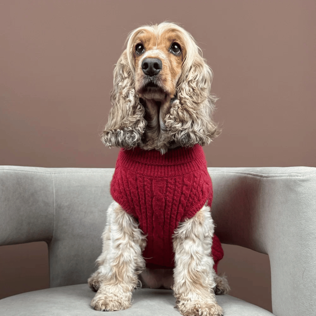 Thumbnail: Cable knit dog jumper Image 1