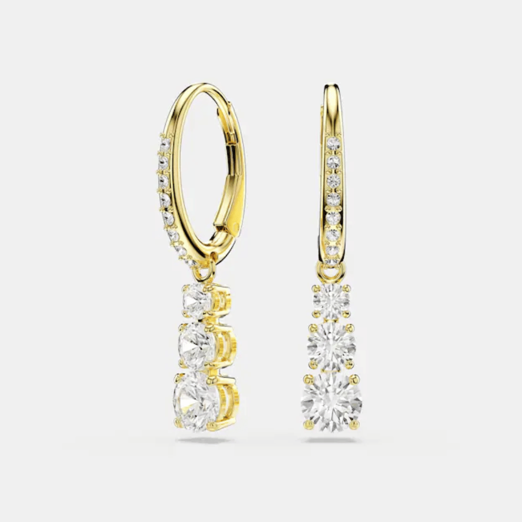 Thumbnail: Crystal gold hoop earrings Image 2