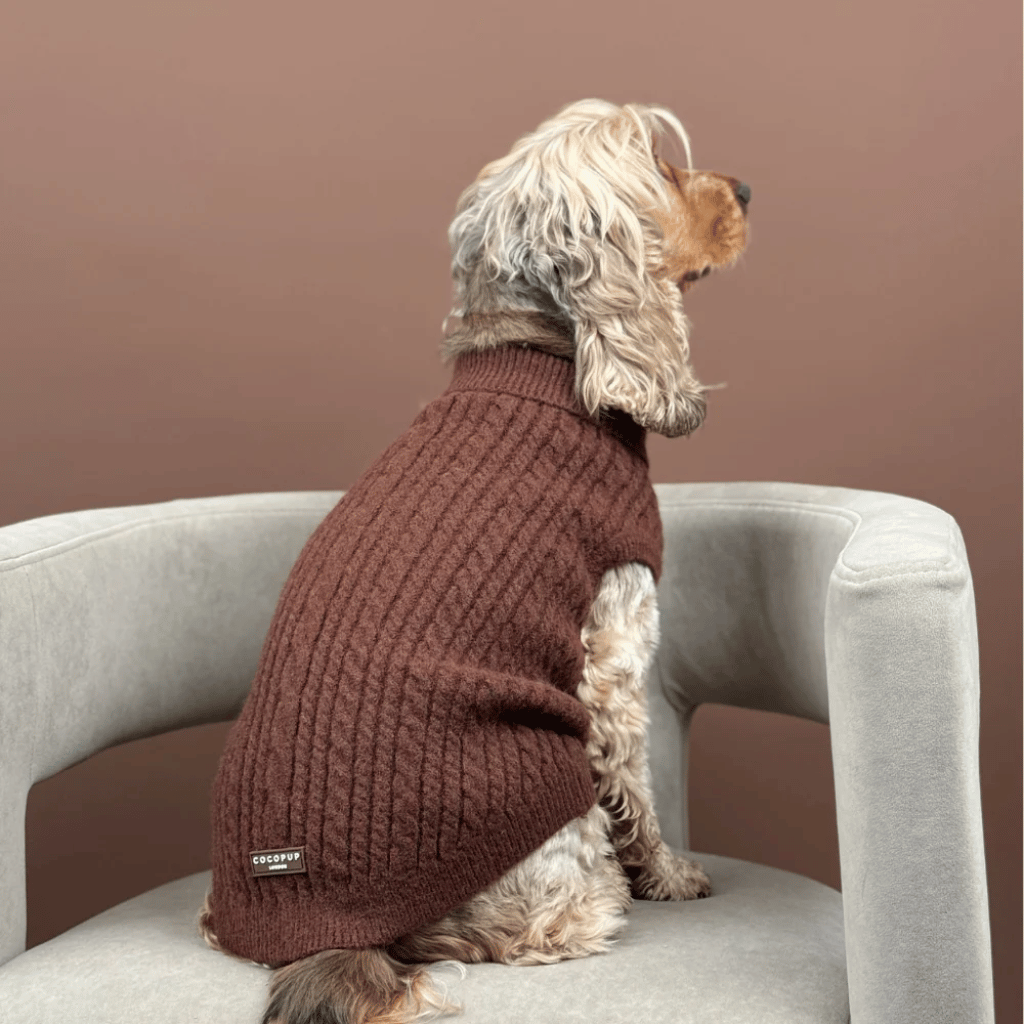 Thumbnail: Cable knit dog jumper Image 2
