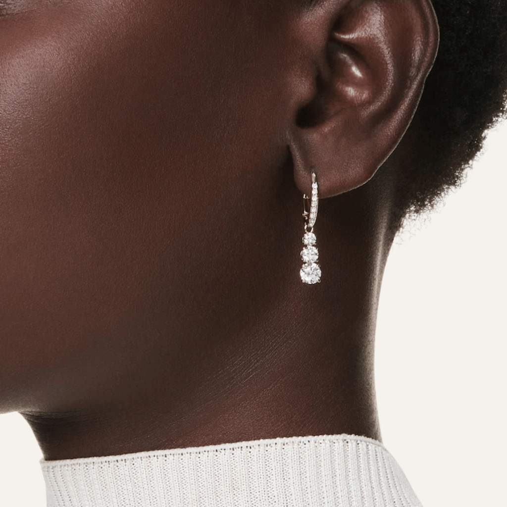 Thumbnail: Crystal gold hoop earrings Image 1