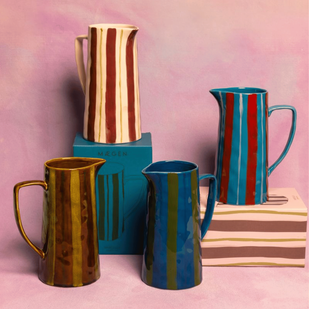 Thumbnail: Striped ceramic jug Image 1